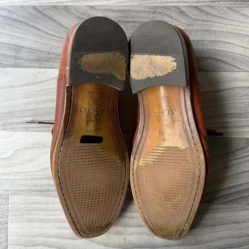 Aldo Brown Leather Perforated Lace-Up Dress Shoes